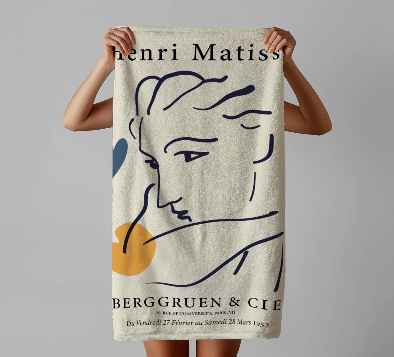 Poster Matisse "Visage" Line Art e forme astratte asciugamano da bagno da homdeco