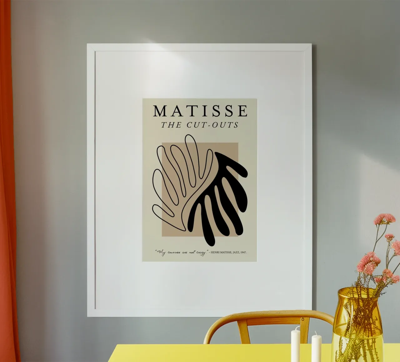 Matisse "The Cut-Outs" Abstracte Poster met lijn en massief blad poster met kunststof frame van homdeco