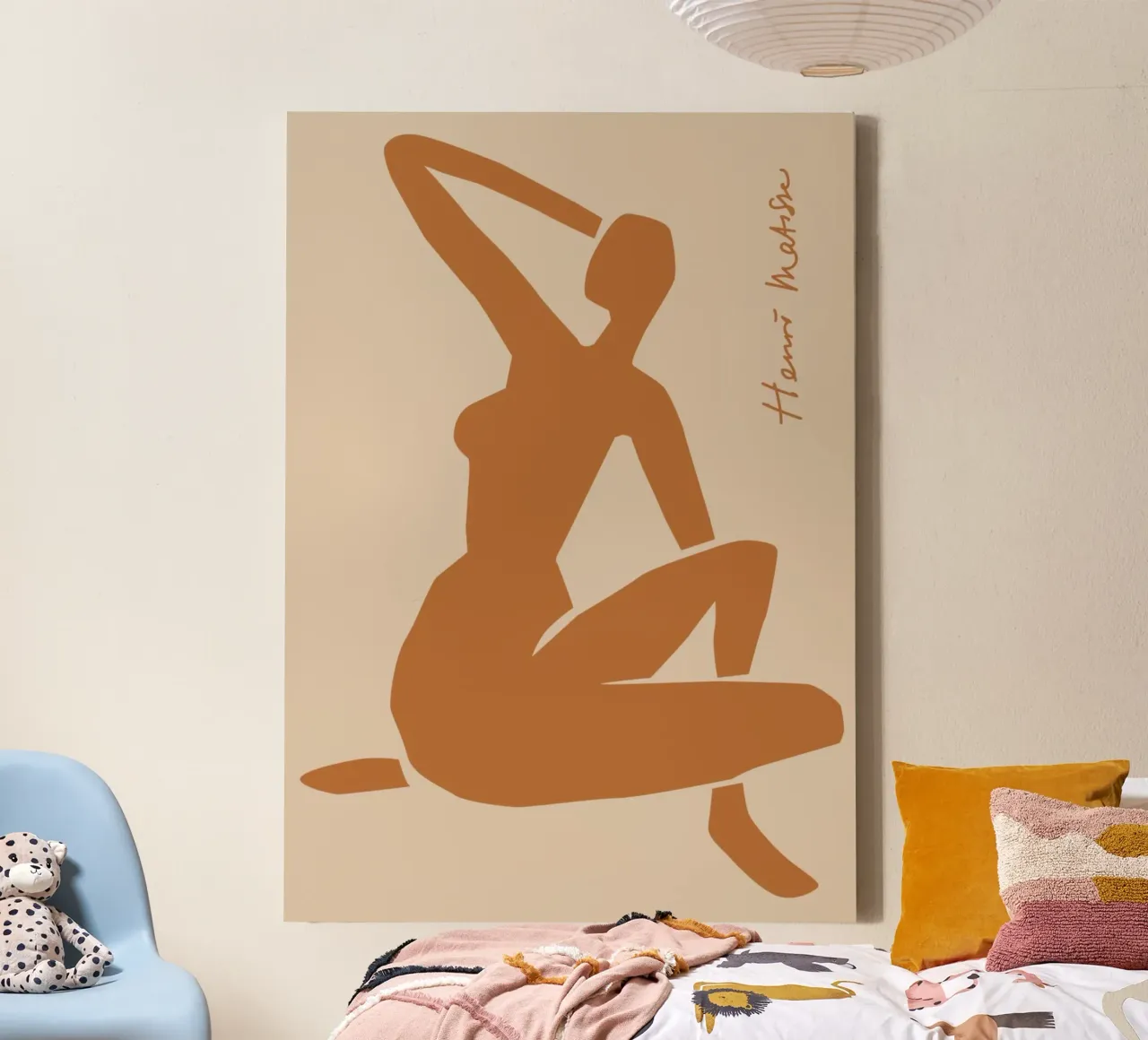 Matisse "Naaktstudie" Terracotta Silhouet Kunstdruk canvas met Baklijst van homdeco