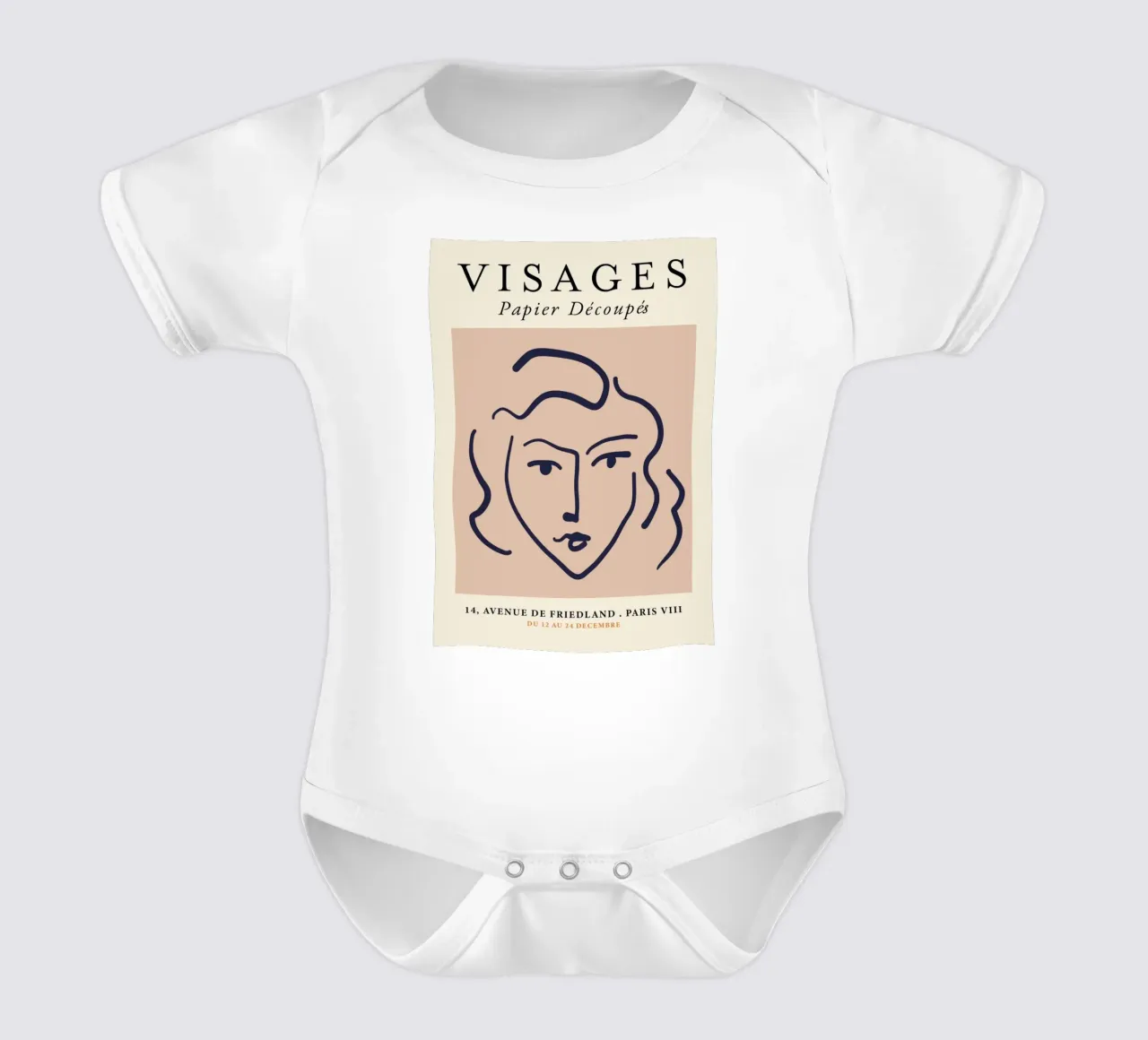 Matisse "Gesichter" Abstract Face Line Art Print Kurzarm Babybody von homdeco