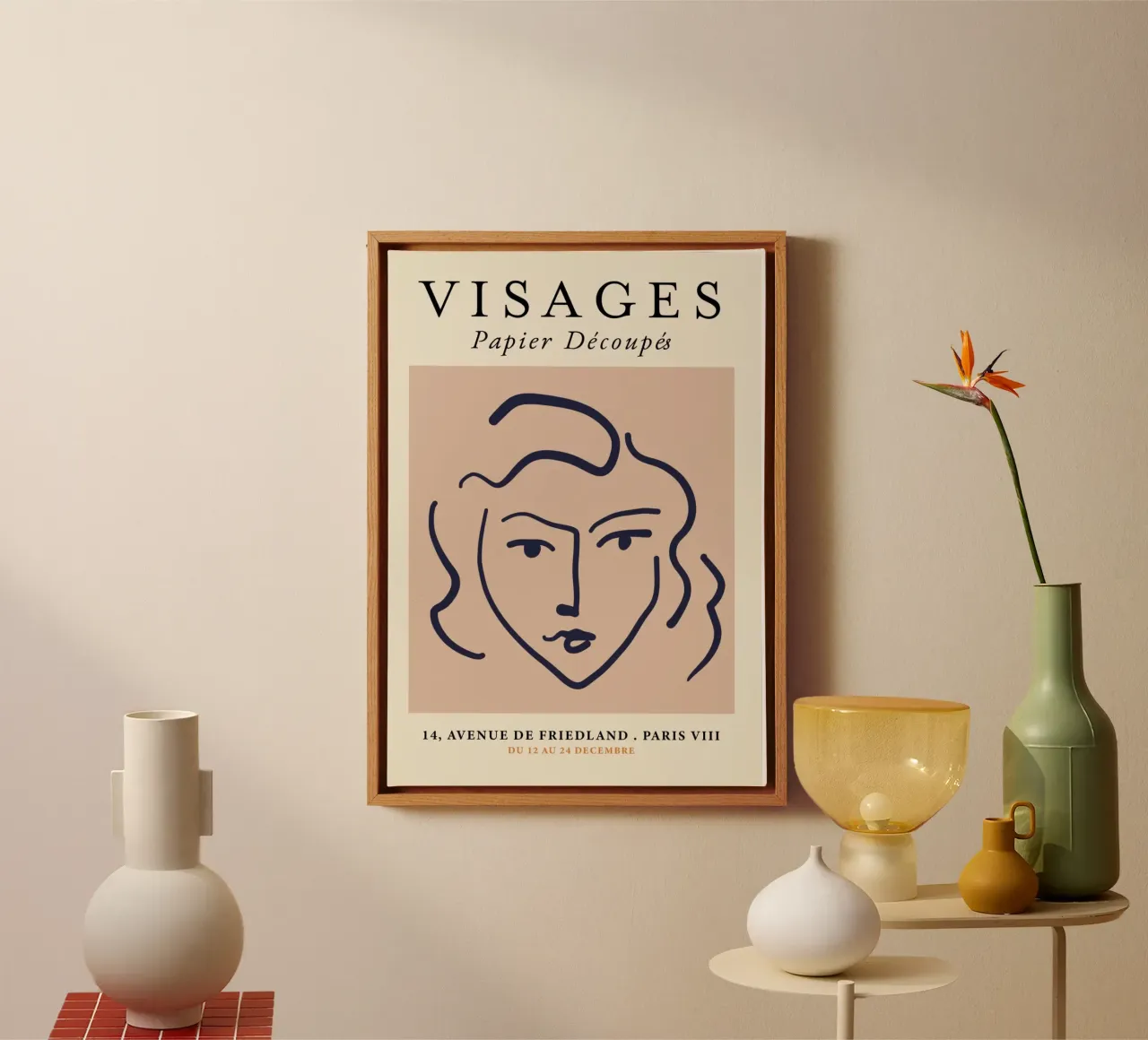 Matisse "Visages" Abstract Gezicht Lijn Art Print canvas met Baklijst van homdeco