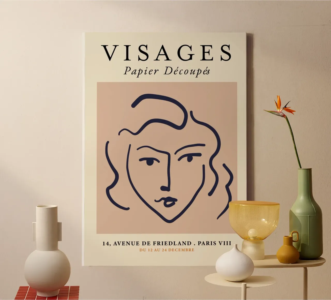 Matisse "Visages" Abstract Gezicht Lijn Art Print canvas met Baklijst van homdeco