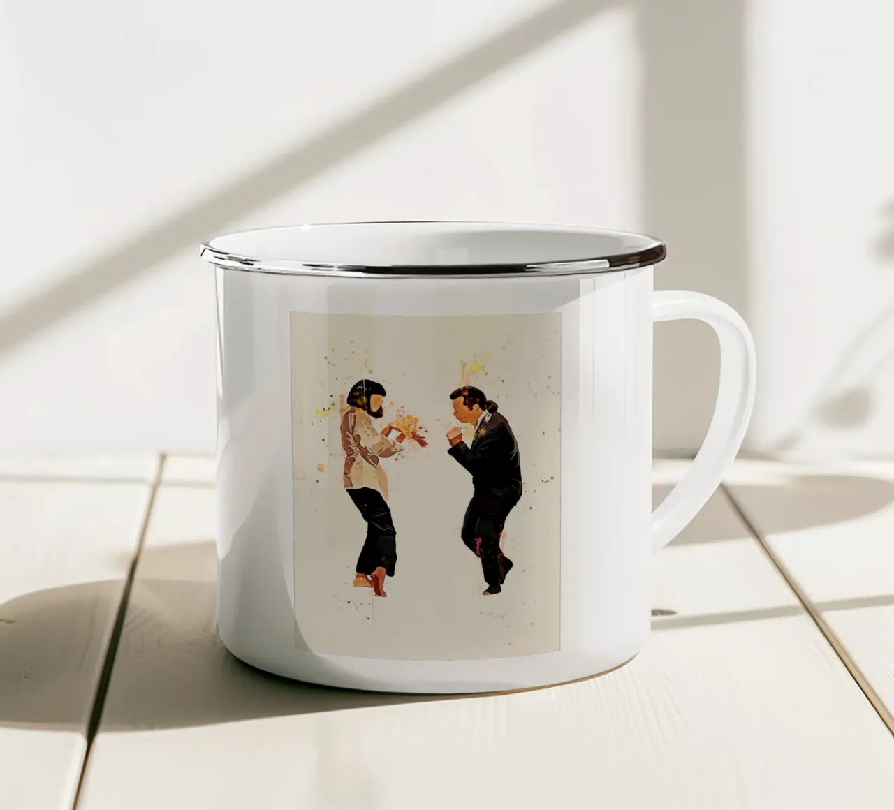 Pulp Fiction danza pittura arte tazza in smalto da ontoseno