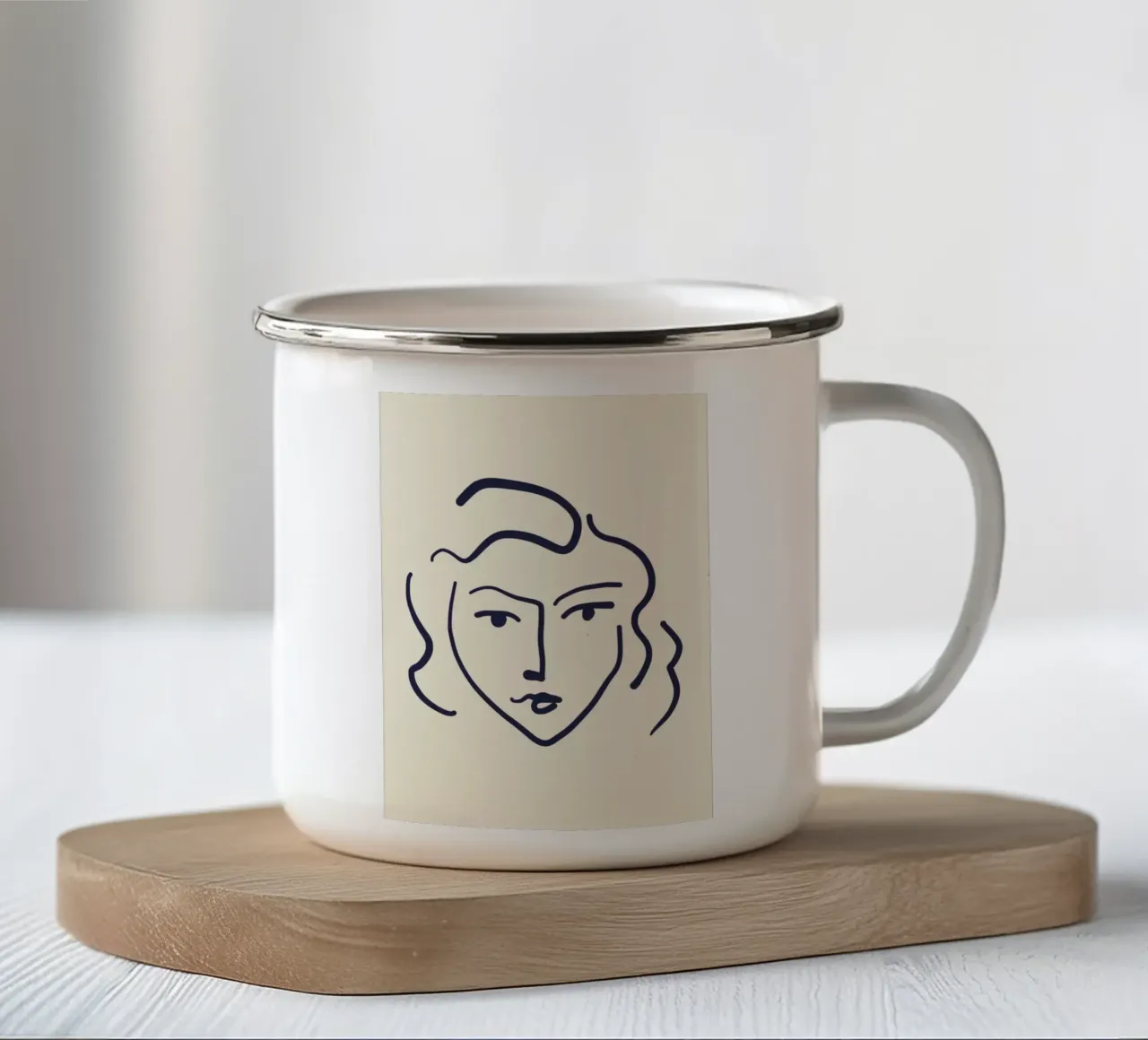 Matisse Inspired "Visage" Abstract Line Art Print enamel mug by homdeco