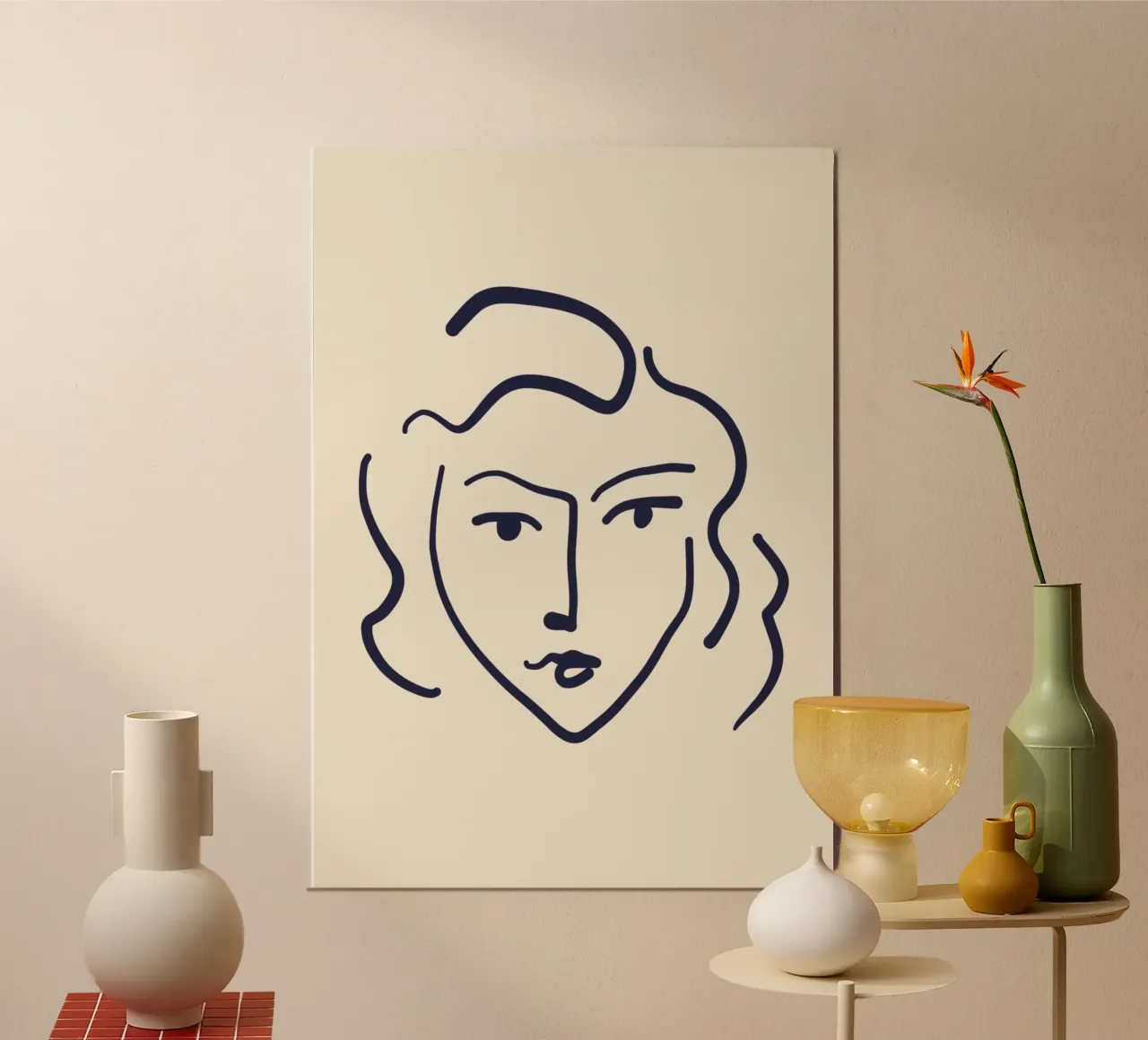 Matisse Inspired "Visage" Abstract Line Art Print poster by homdeco