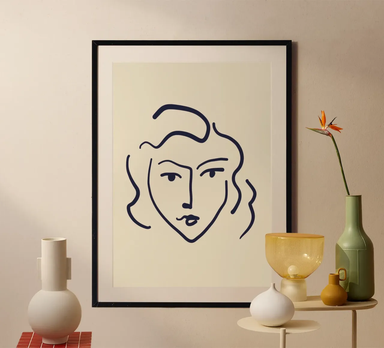Matisse Inspired "Visage" Abstract Line Art Print poster by homdeco