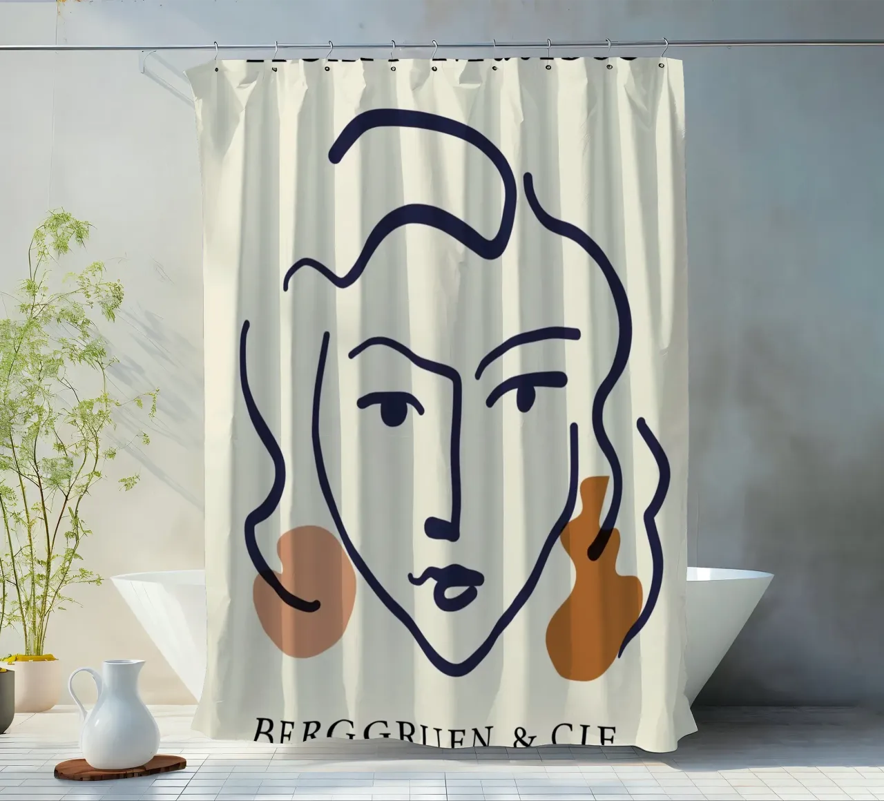 Matisse "Visage" Astratto Line Art & Shapes Poster tenda da doccia da homdeco