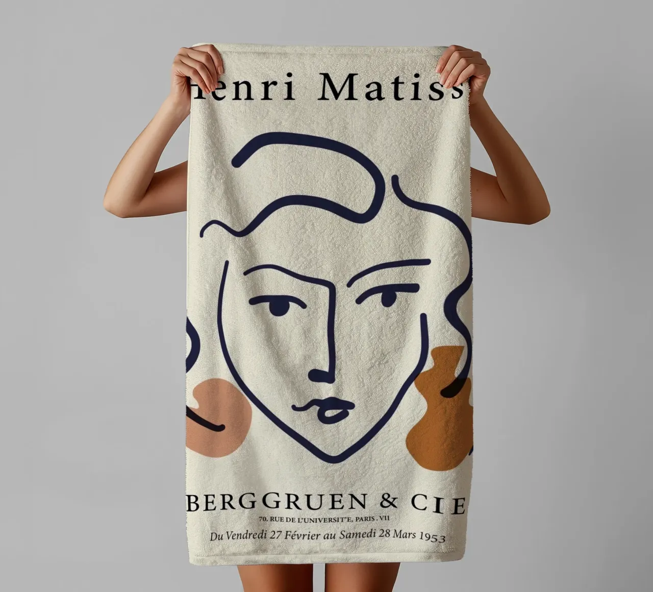 Matisse "Visage" Astratto Line Art & Shapes Poster asciugamano da bagno da homdeco