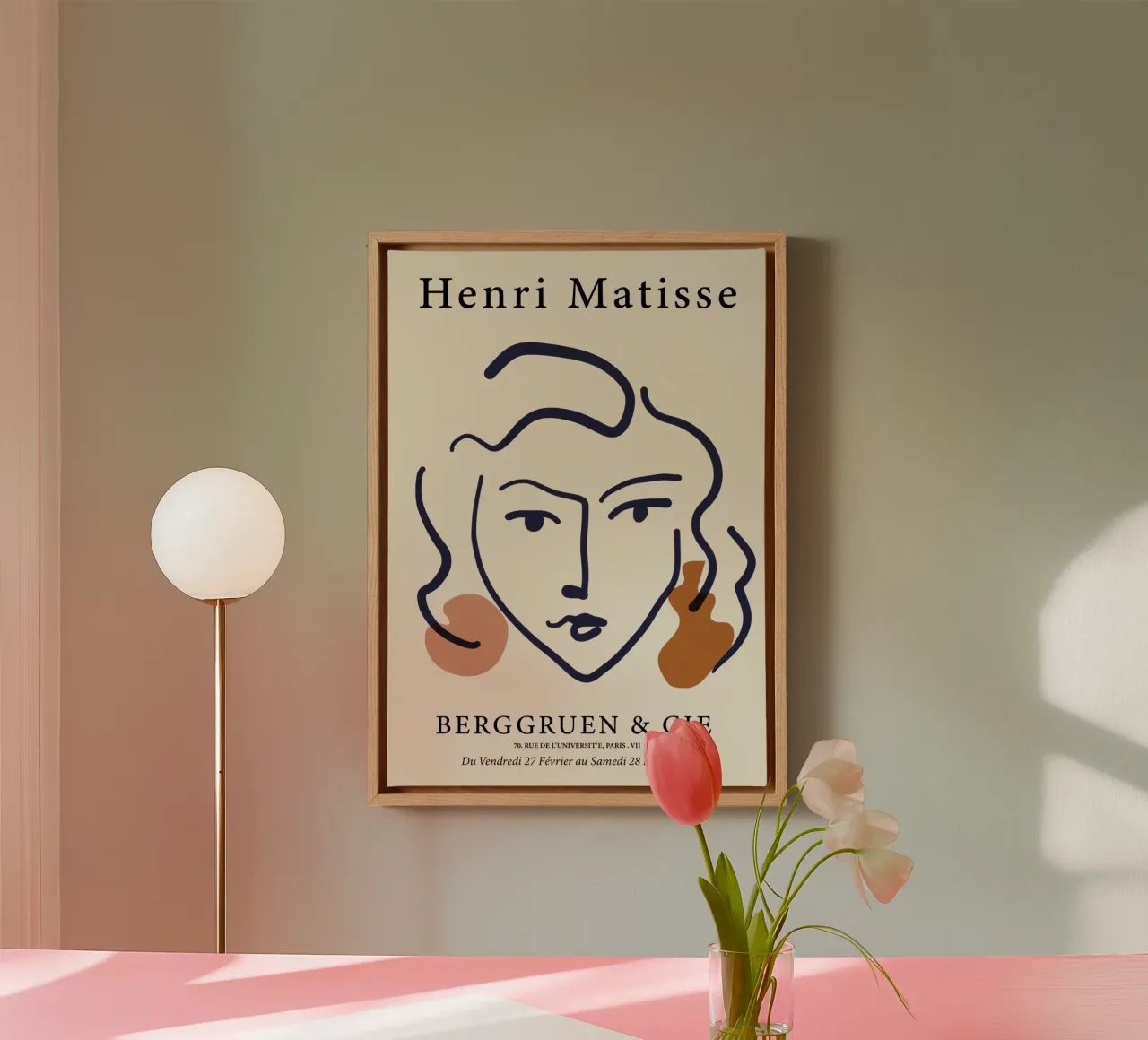 Matisse "Visage" Abstract Line Art & Shapes Poster canvas with Floater frame by homdeco