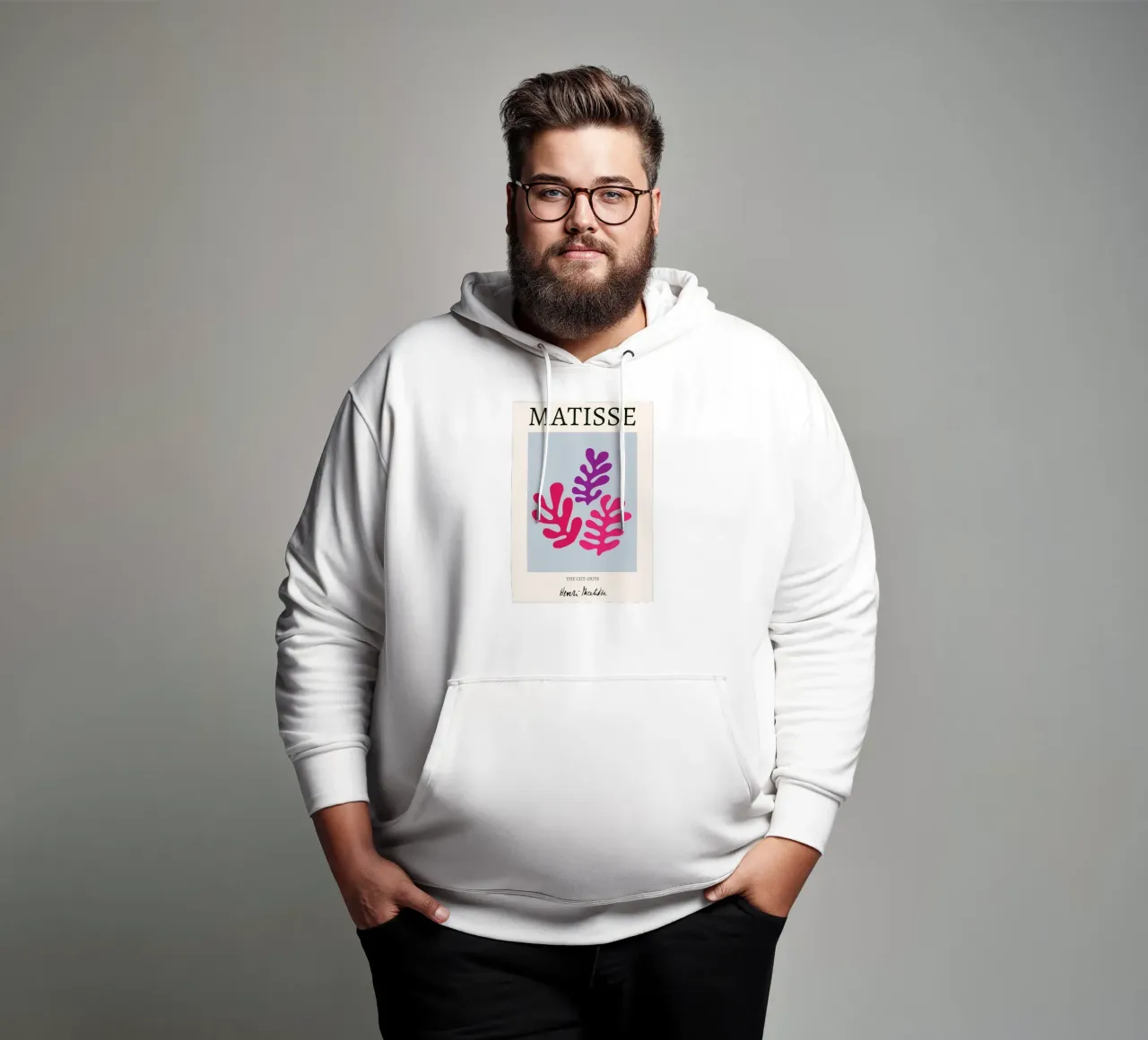 Matisse "I ritagli" Foglie astratte viola e rosa felpa con cappuccio da homdeco