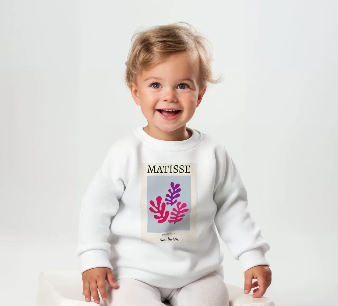 Matisse "I ritagli" Foglie astratte viola e rosa felpa neonato da homdeco