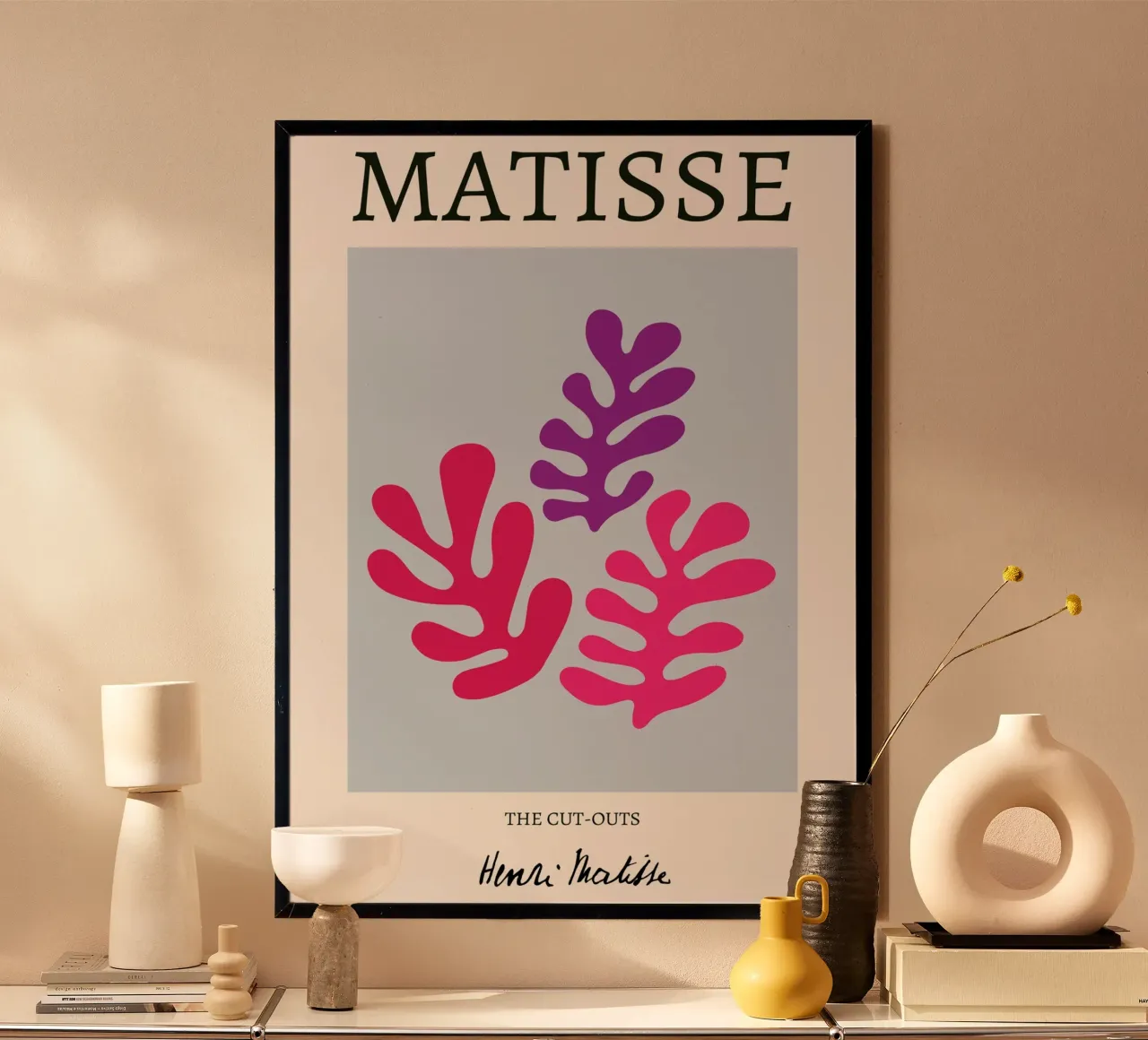 Matisse "I ritagli" Foglie astratte viola e rosa poster da homdeco