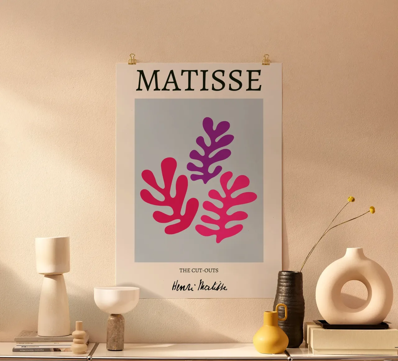Matisse "I ritagli" Foglie astratte viola e rosa poster da homdeco