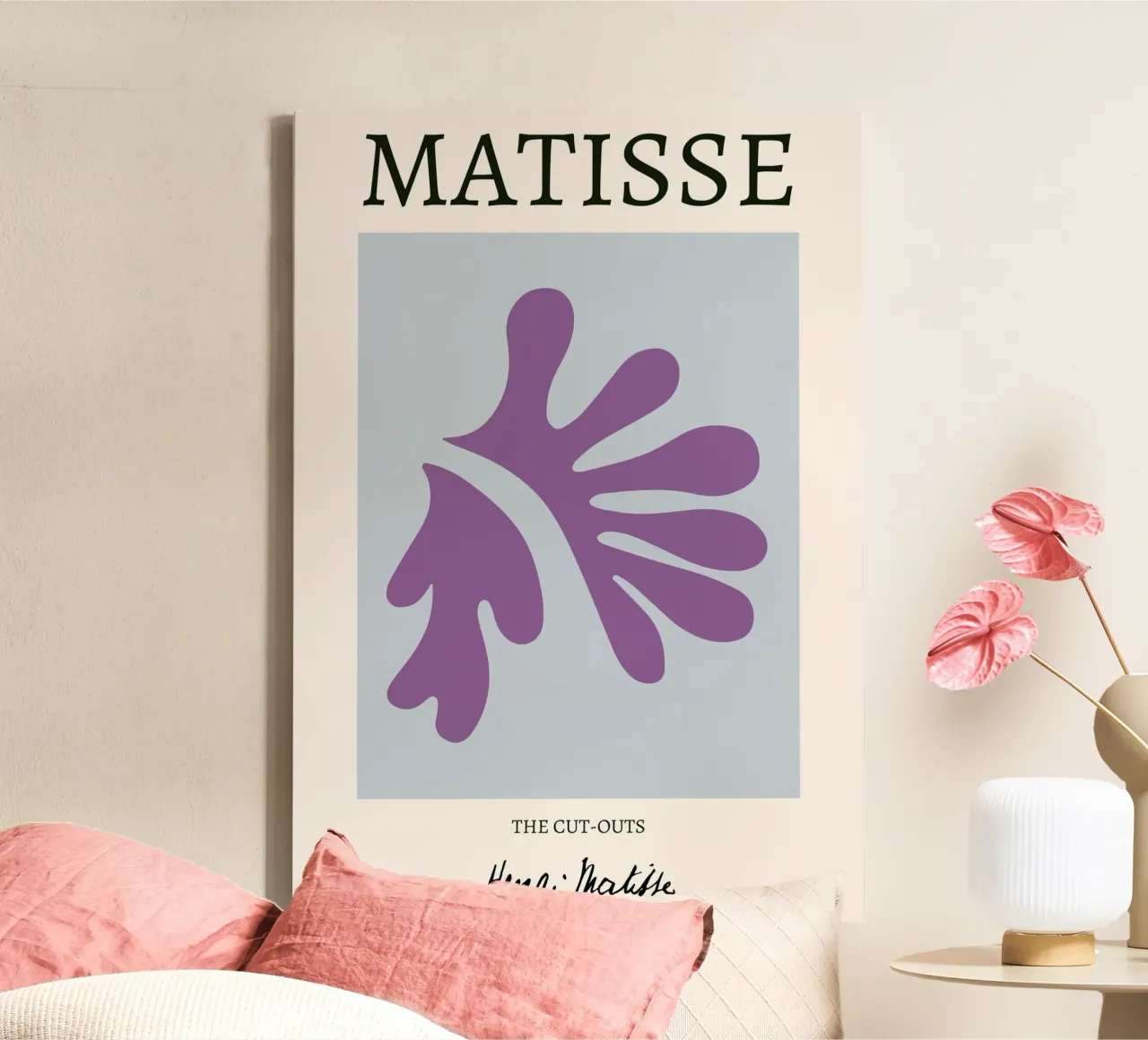 Matisse "The Cut-Outs" Paars Abstract Blad Print canvas met Baklijst van homdeco