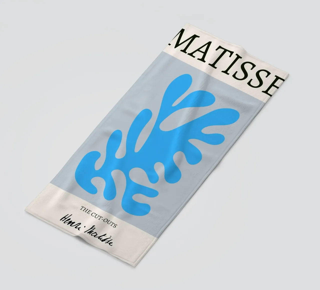 Matisse "I ritagli" Stampa astratta in corallo blu telo mare da homdeco