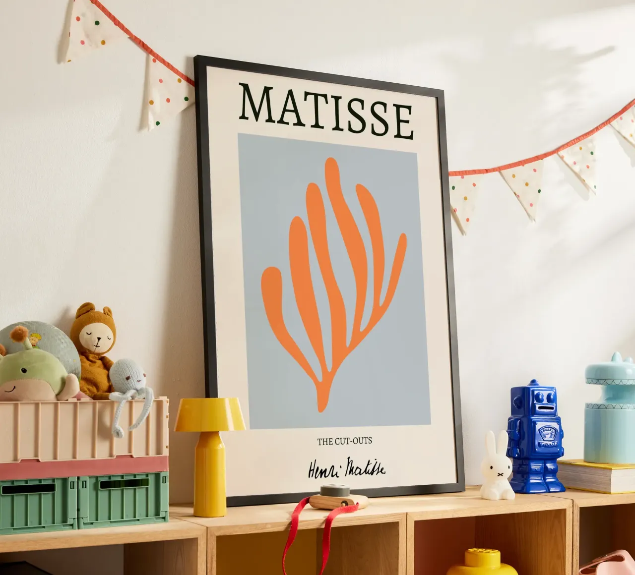 Matisse "I ritagli" Stampa astratta a foglie d'arancio poster con telaio in legno da homdeco