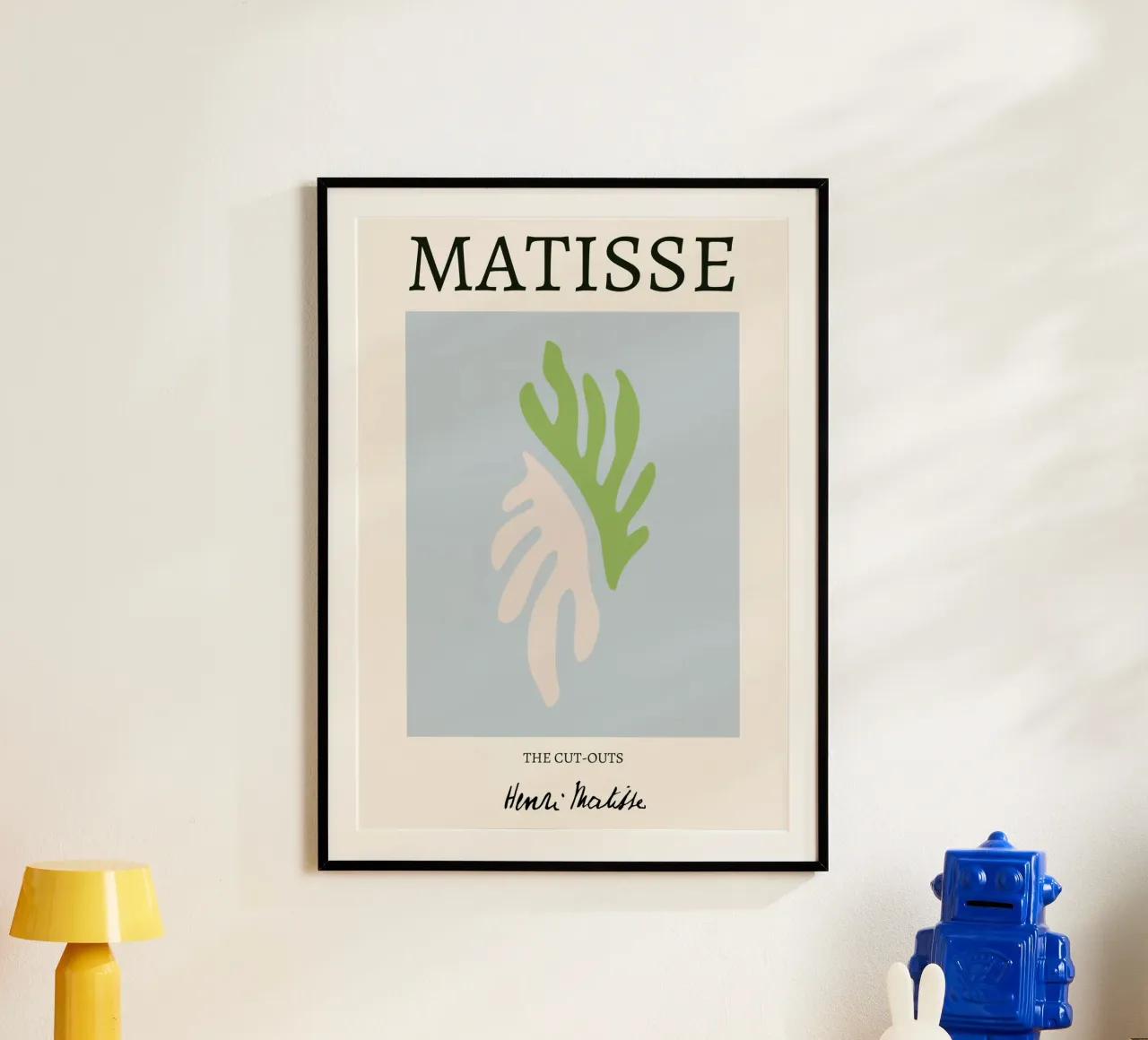 Matisse "I ritagli" Foglia verde e rosa astratta poster con telaio in legno da homdeco