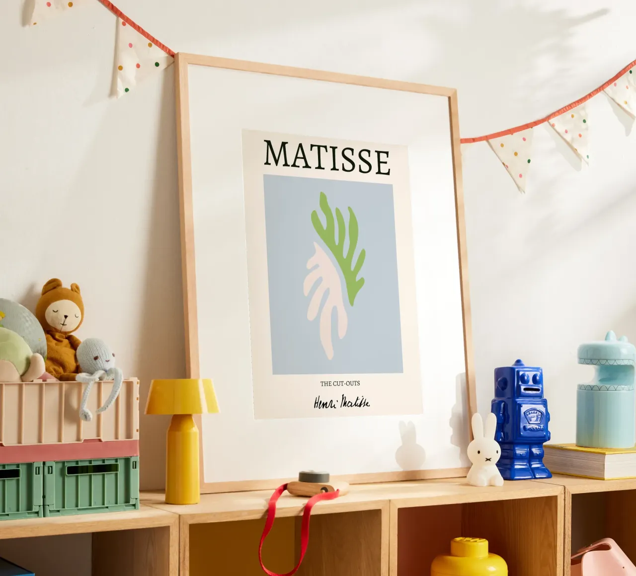 Matisse "I ritagli" Foglia verde e rosa astratta poster con telaio in legno da homdeco