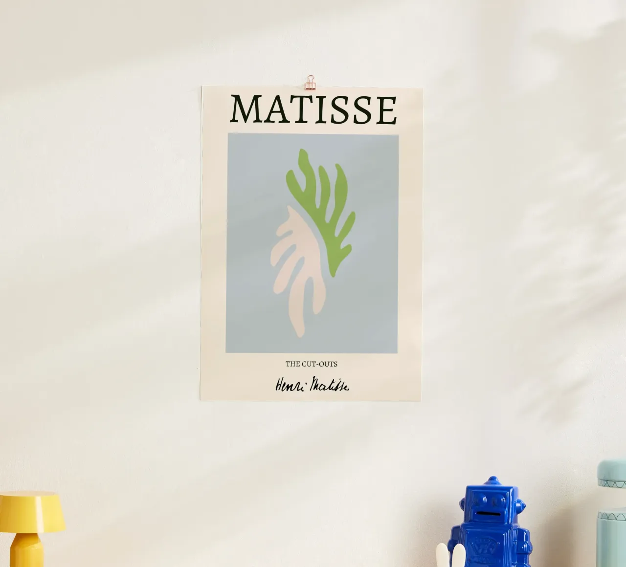 Matisse "I ritagli" Foglia verde e rosa astratta poster con telaio in legno da homdeco