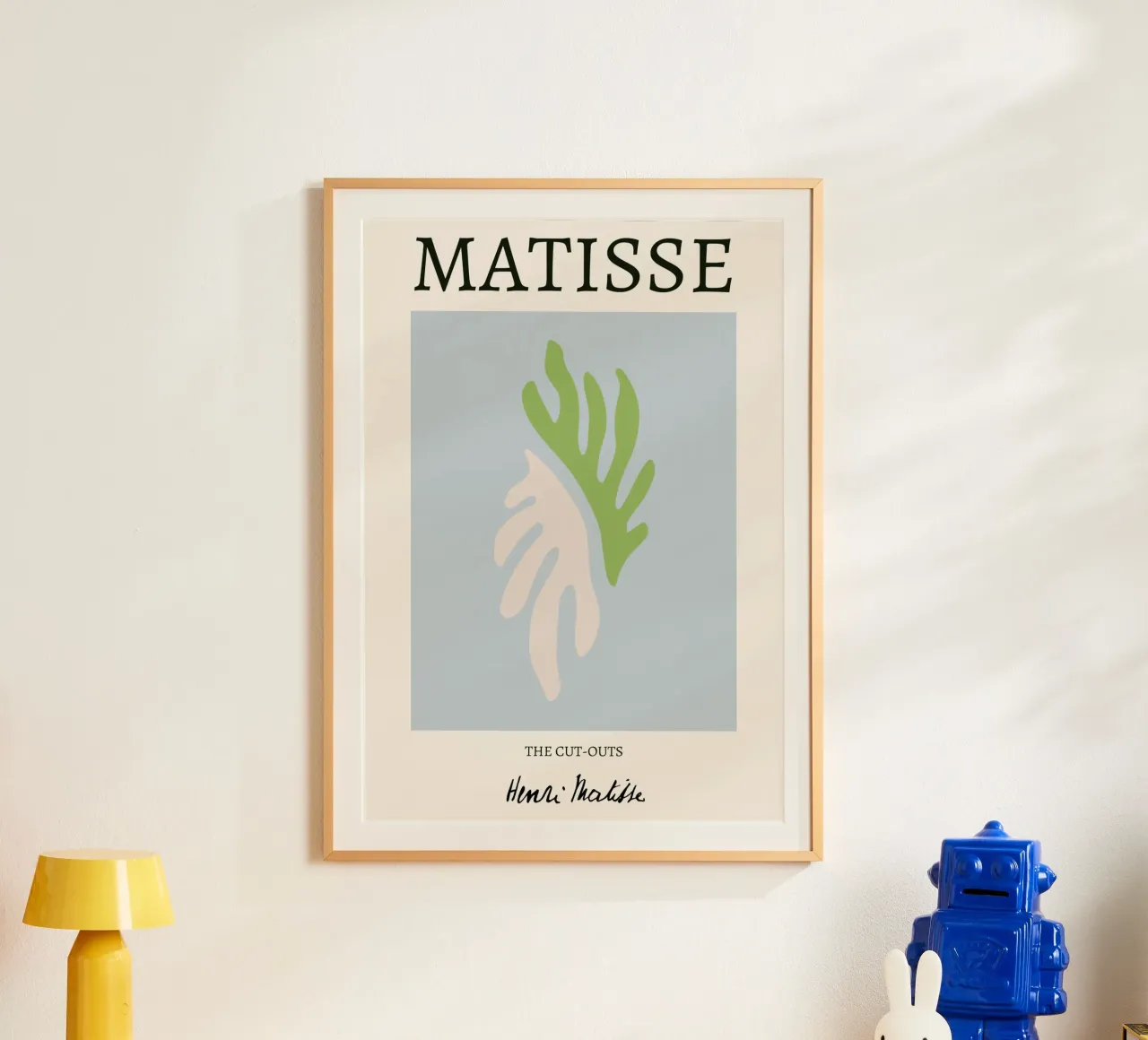 Matisse "I ritagli" Foglia verde e rosa astratta poster con telaio in legno da homdeco