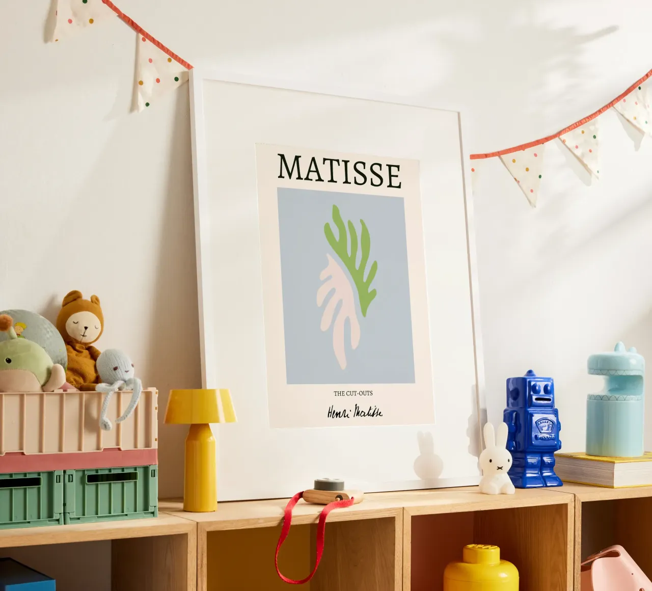 Matisse "I ritagli" Foglia verde e rosa astratta poster con telaio in legno da homdeco