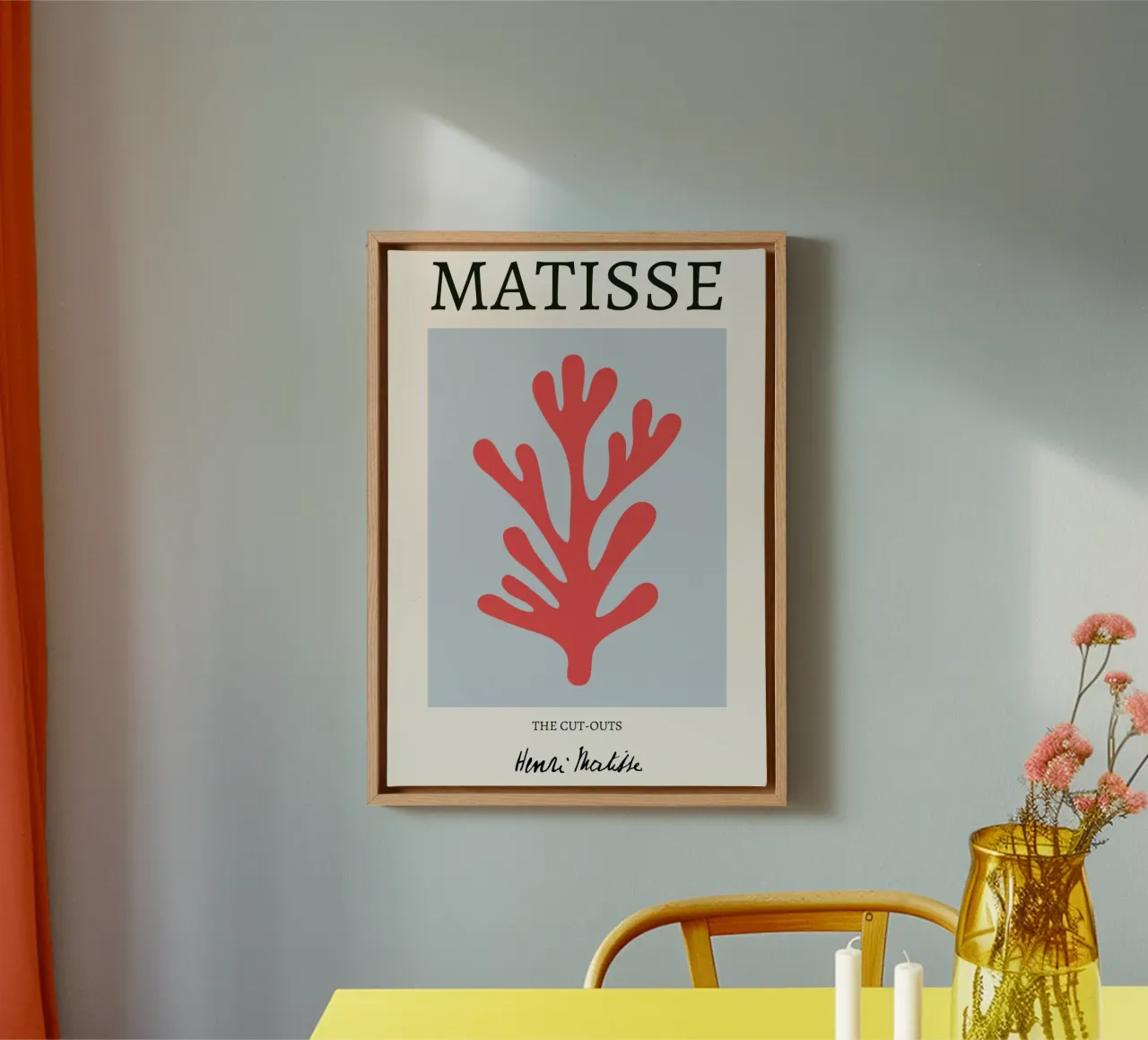 Matisse "The Cut-Outs" koraalrood abstracte print canvas met Baklijst van homdeco