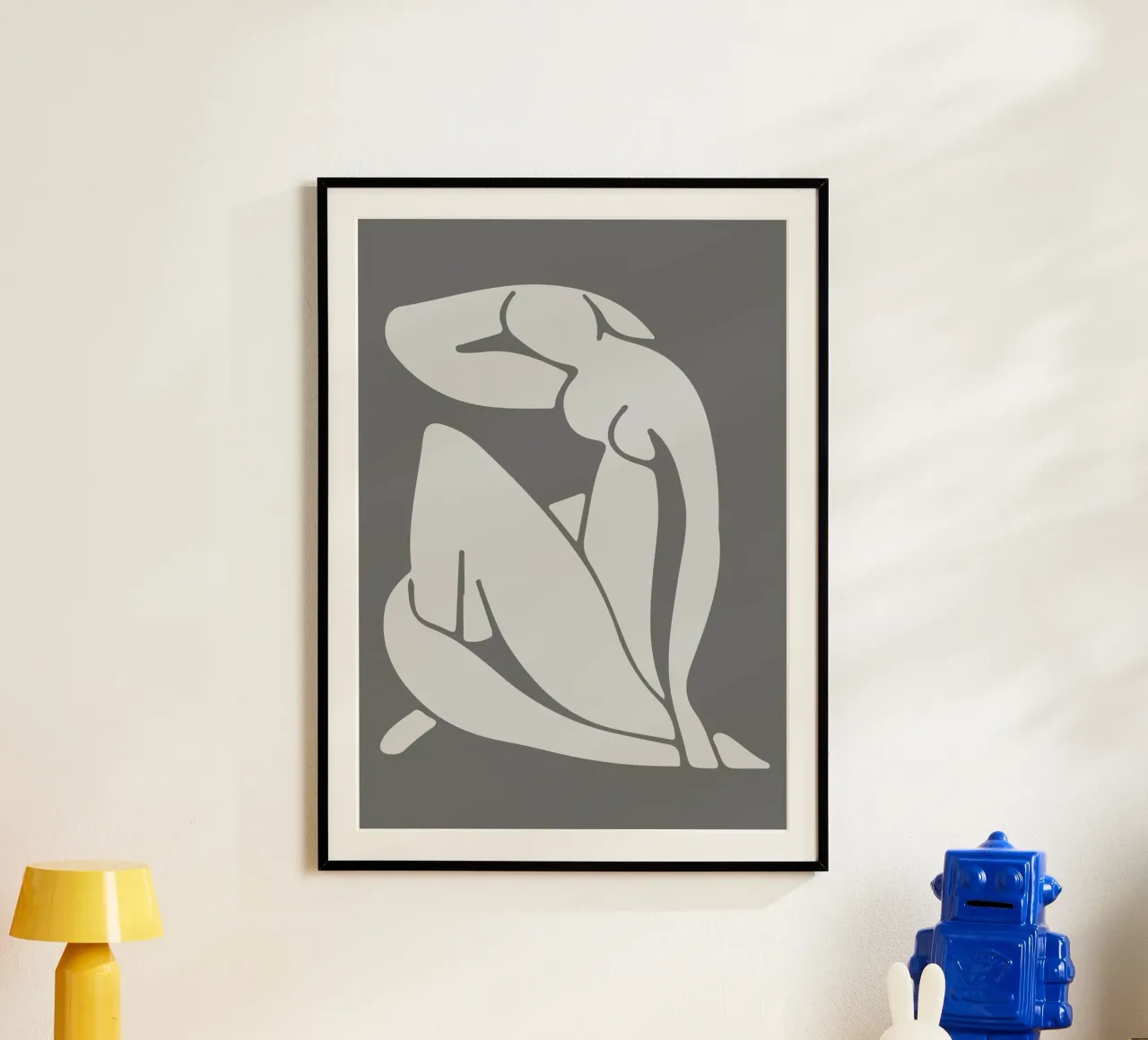Matisse Geïnspireerde "Nu" Grijs Silhouet Kunstdruk poster van homdeco