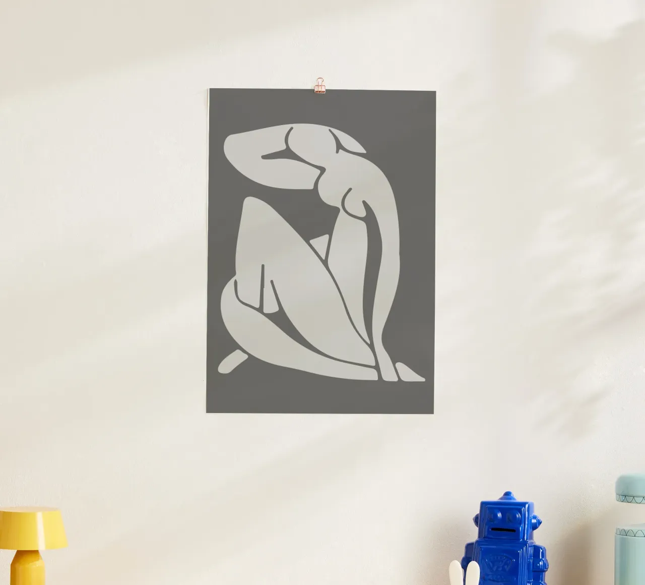 Matisse Geïnspireerde "Nu" Grijs Silhouet Kunstdruk poster van homdeco