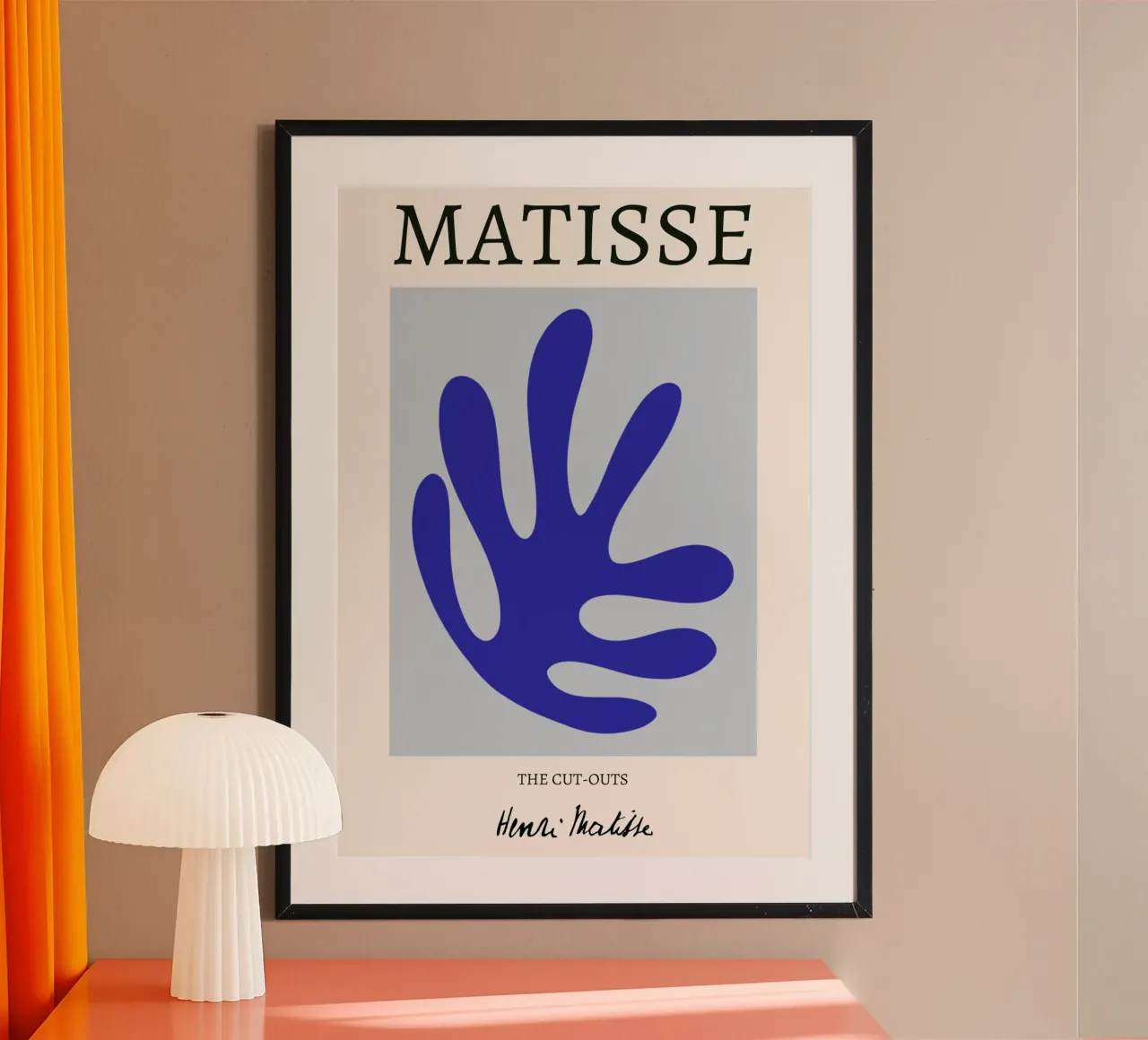 Matisse "I ritagli" blu reale organico astratto poster con telaio in plastica da homdeco