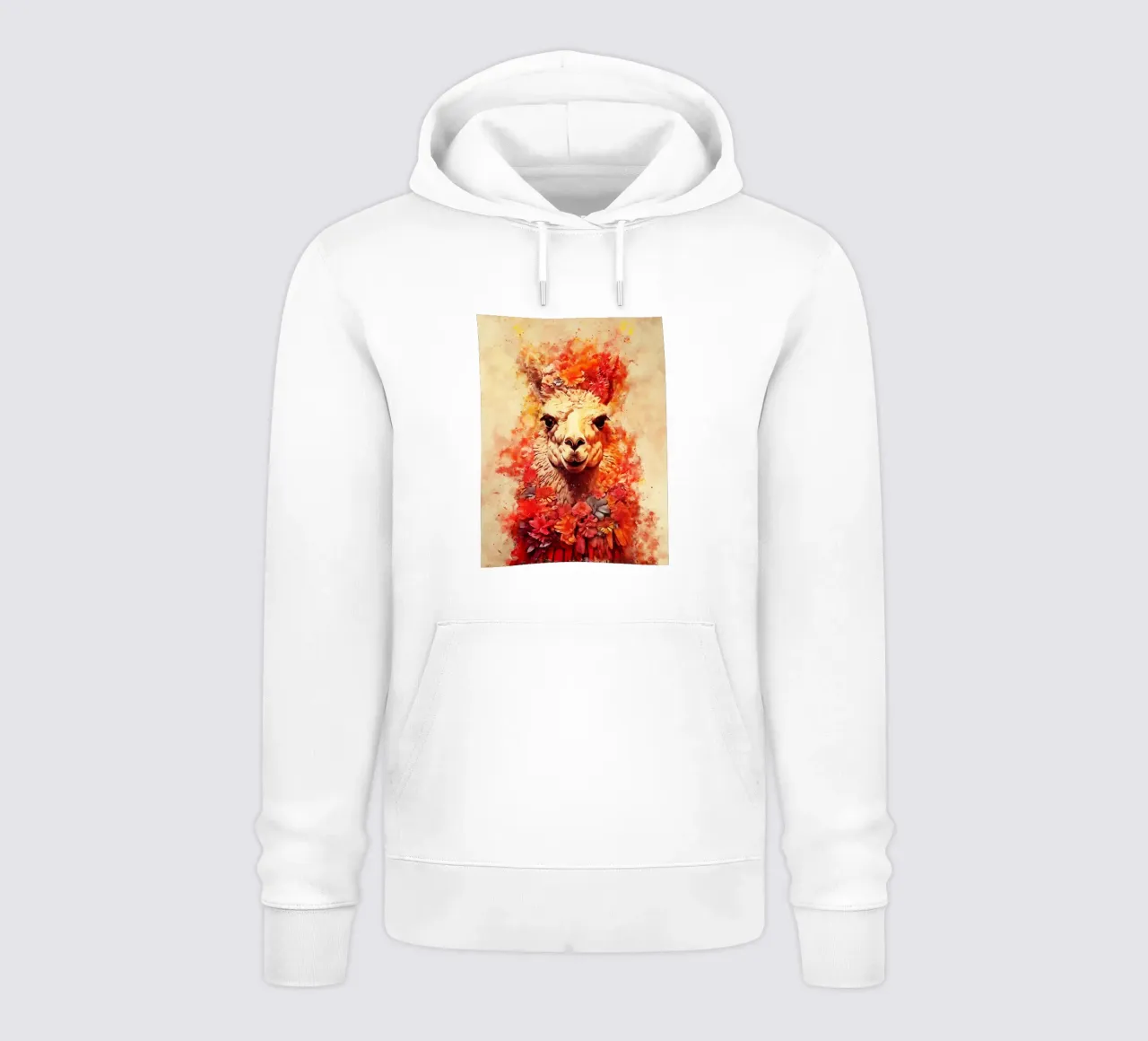 lama alpaca con fiore felpa con cappuccio da ontoseno