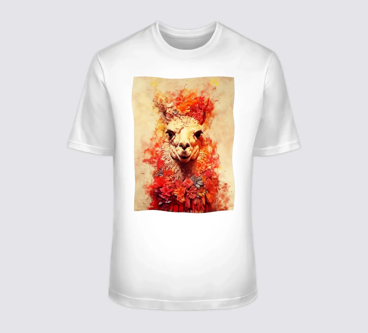 lama alpaca con fiore t-shirt da ontoseno