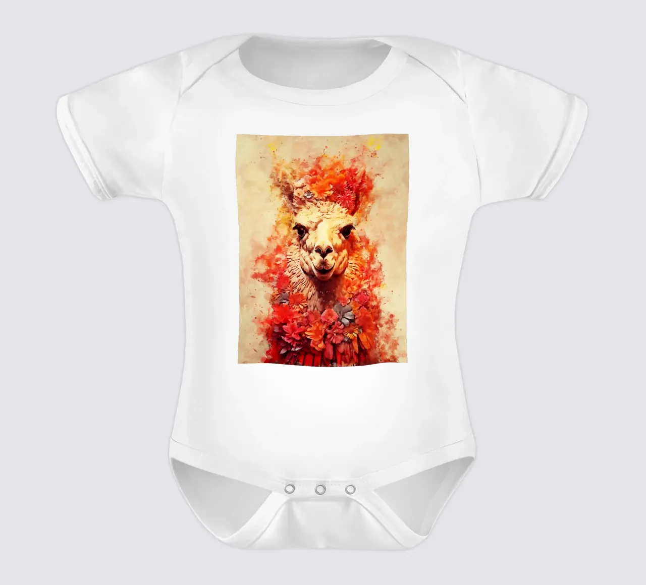 lama alpaca con fiore body neonato maniche corte da ontoseno