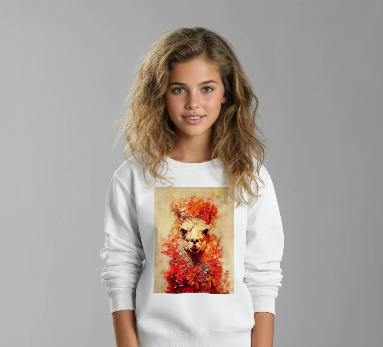 lama alpaca con fiore felpa bambino da ontoseno