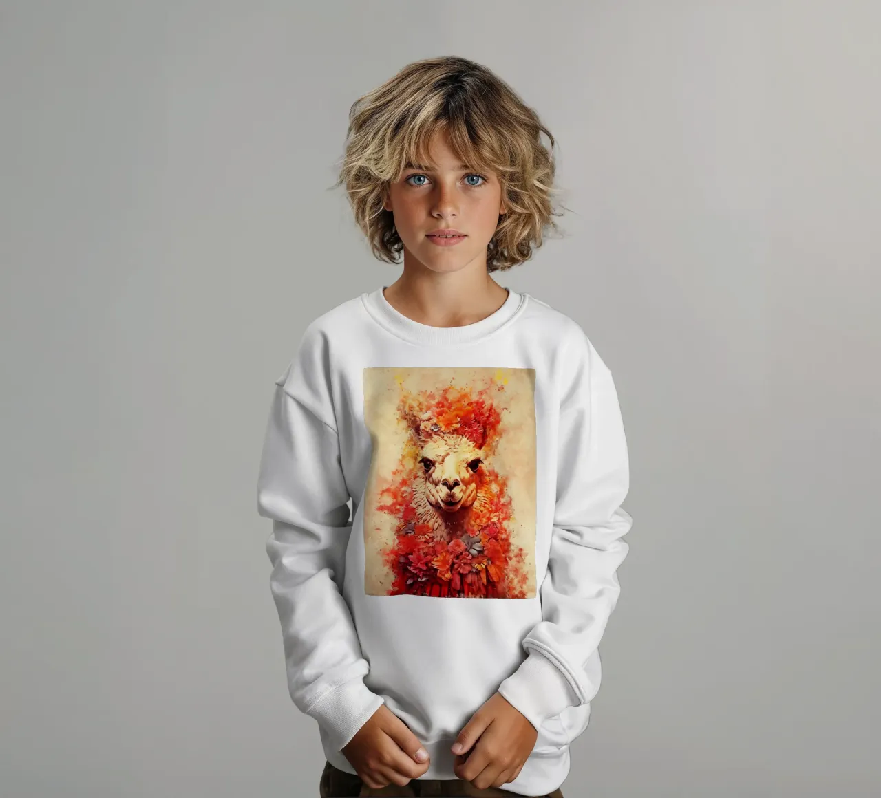 lama alpaca con fiore felpa bambino da ontoseno