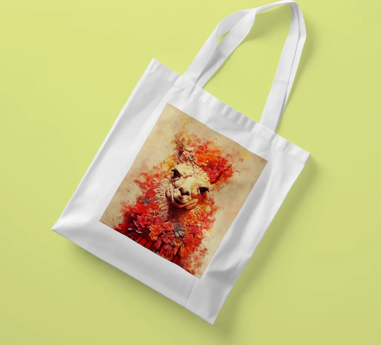 lama alpaca con fiore borsa in juta da ontoseno
