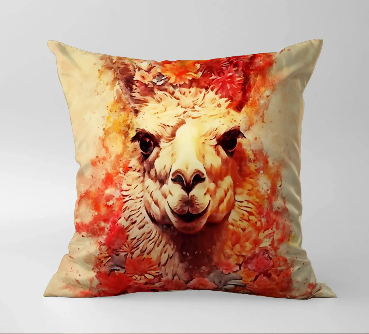 lama alpaca con fiore cuscino da ontoseno