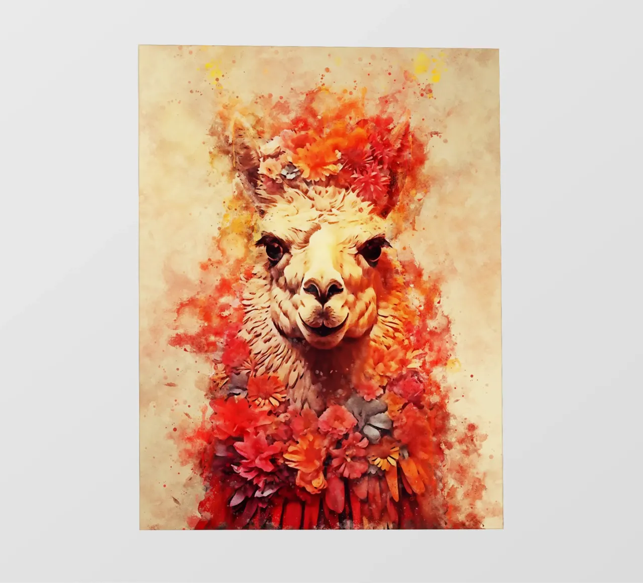 lama alpaca con fiore telo in pvc da ontoseno