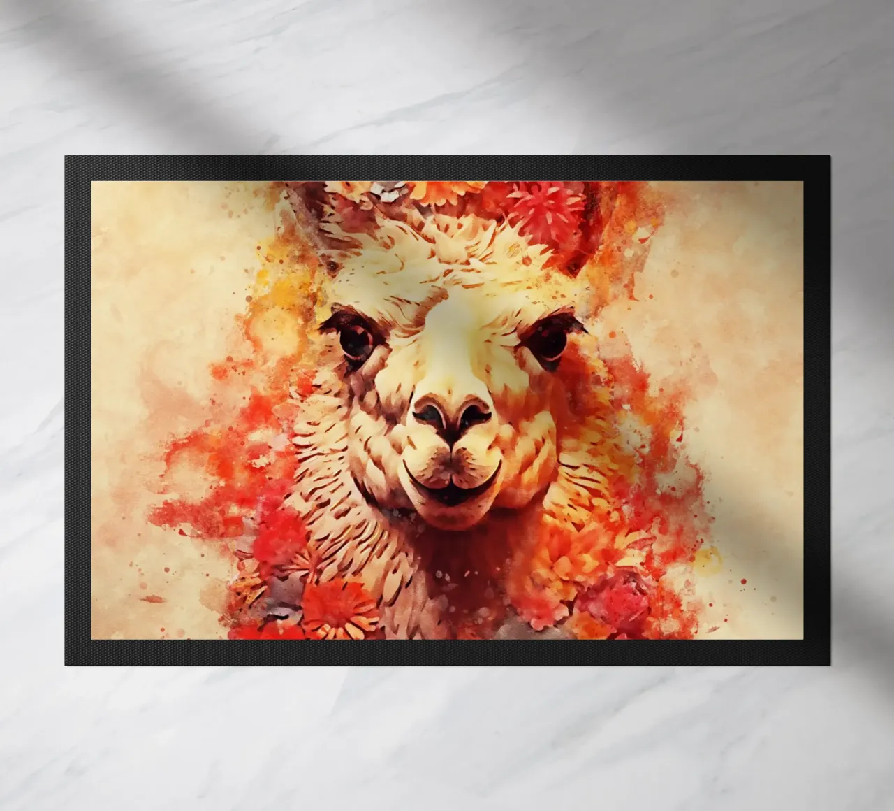 lama alpaca con fiore zerbino da ontoseno