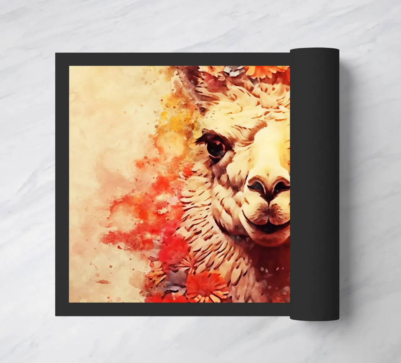 lama alpaca con fiore zerbino da ontoseno