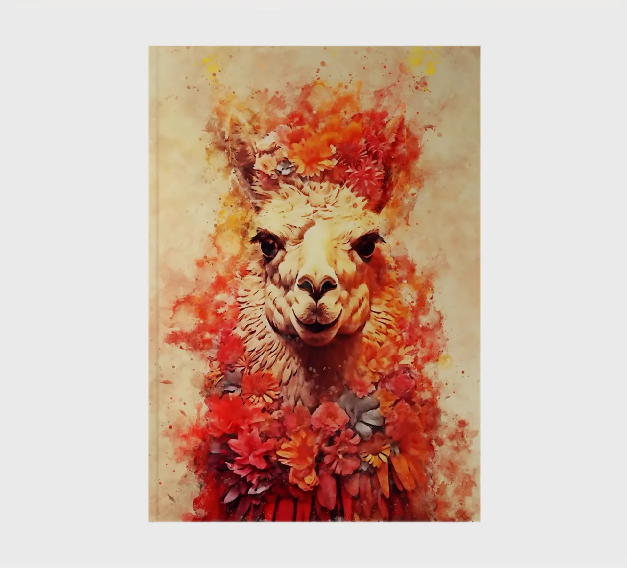 lama alpaca with flower notebook by ontoseno
