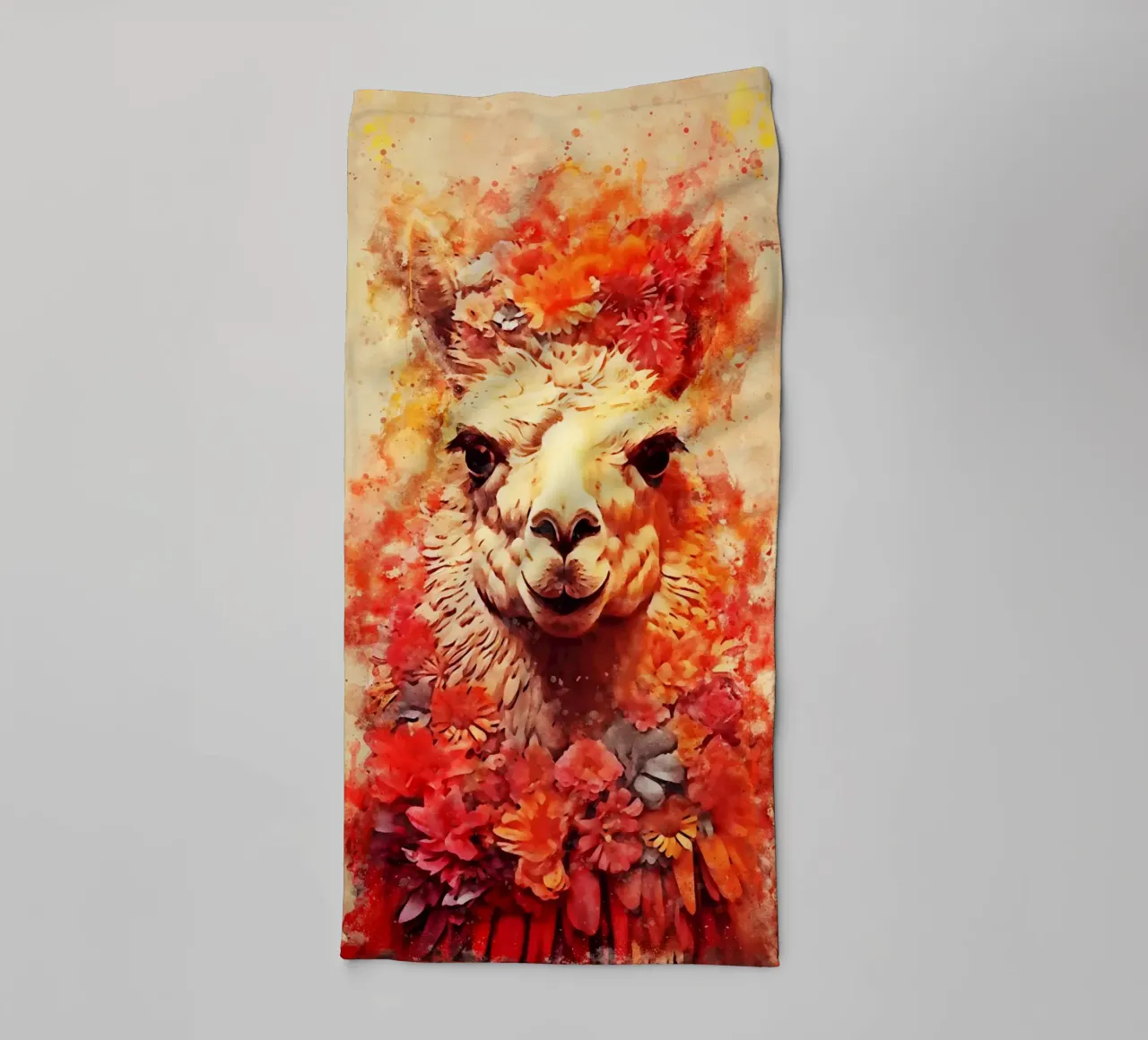 lama alpaca con fiore asciugamano da bagno da ontoseno