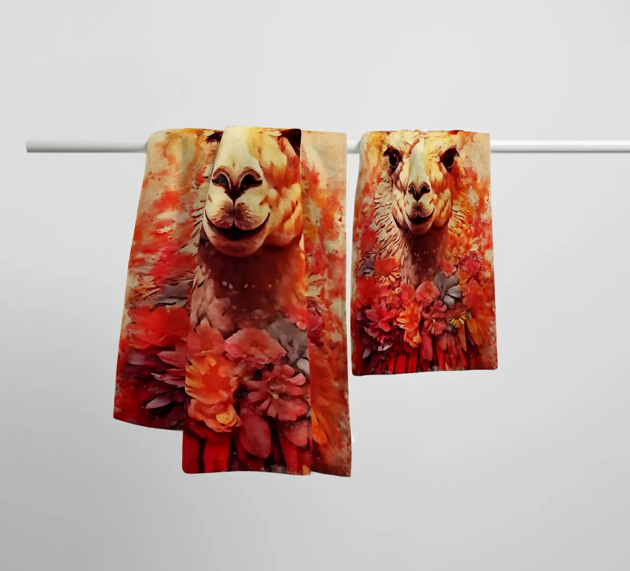 lama alpaca con fiore asciugamano da bagno da ontoseno