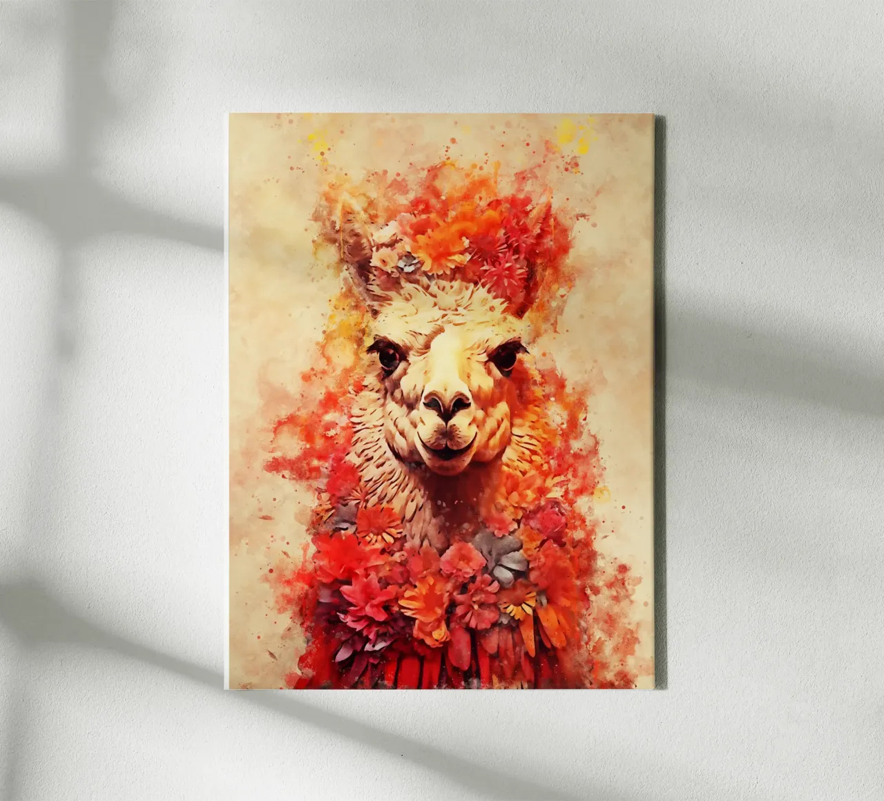 lama alpaca con fiore tela da ontoseno