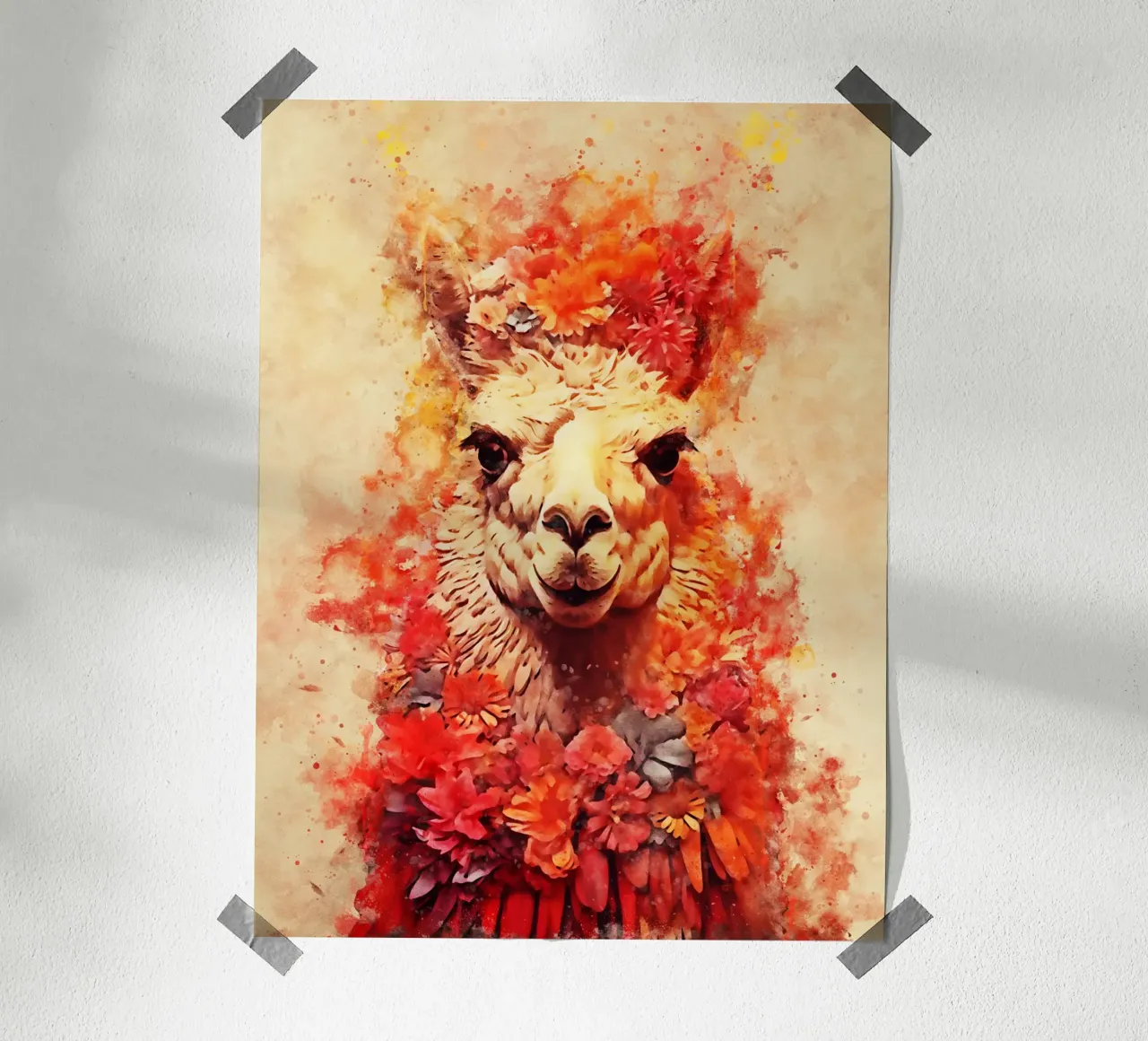 lama alpaca con fiore carta hahnemühle da ontoseno