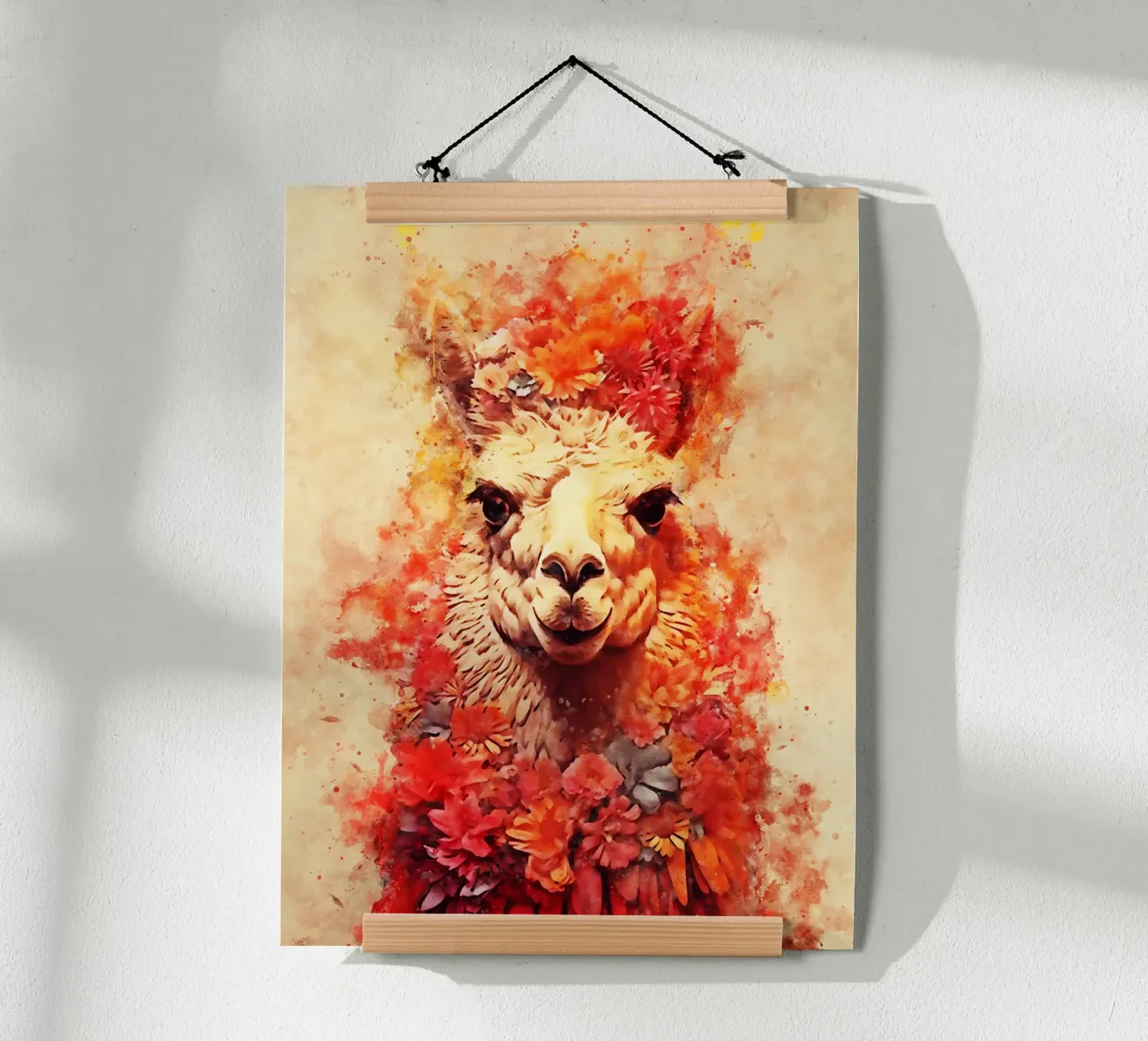 lama alpaca con fiore carta hahnemühle da ontoseno
