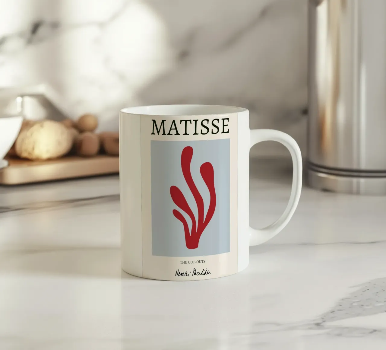 Matisse "Die Ausschnitte" Rot fließend organisch abstrakt Keramik Tasse von homdeco