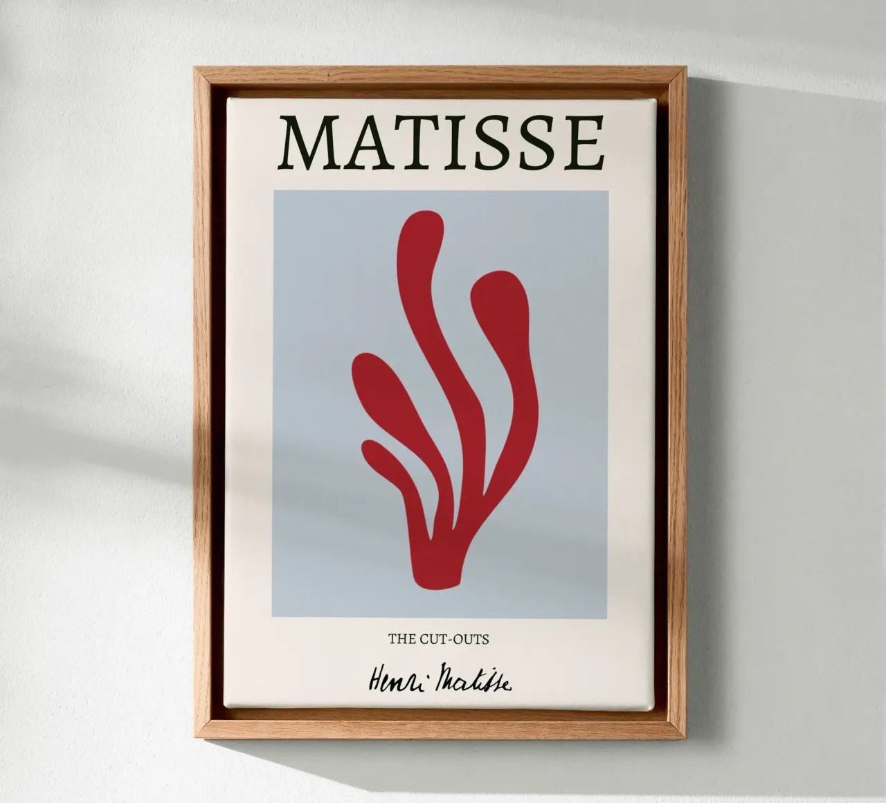 Matisse "De uitsnijdingen" Rood vloeiend organisch abstract canvas met Baklijst van homdeco