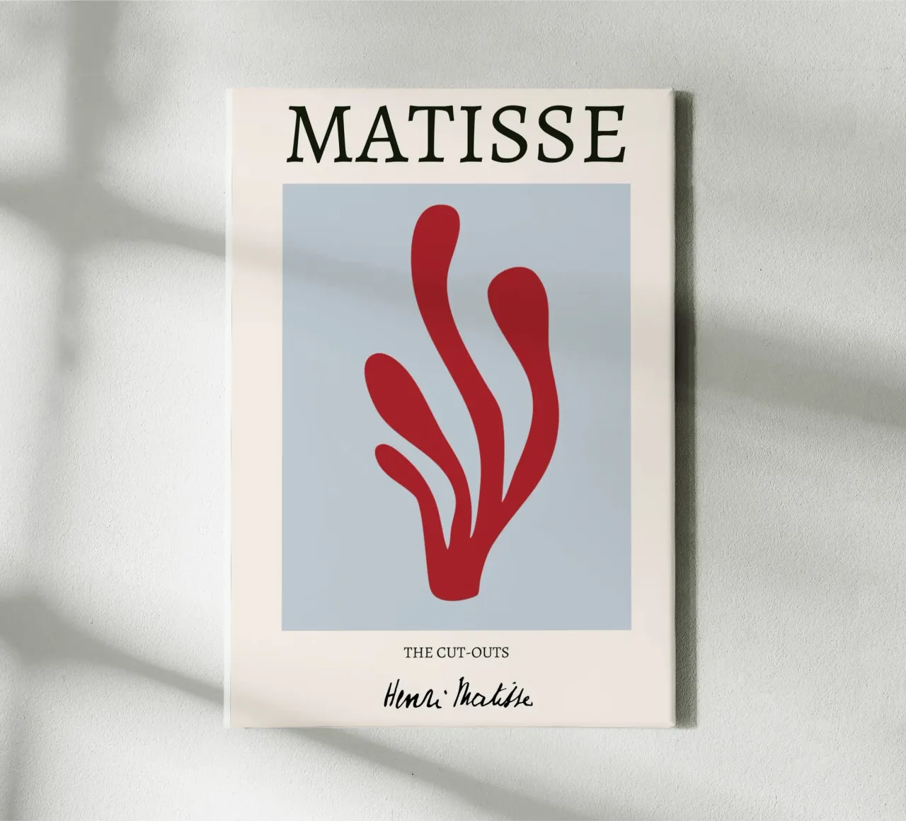 Matisse "De uitsnijdingen" Rood vloeiend organisch abstract canvas met Baklijst van homdeco