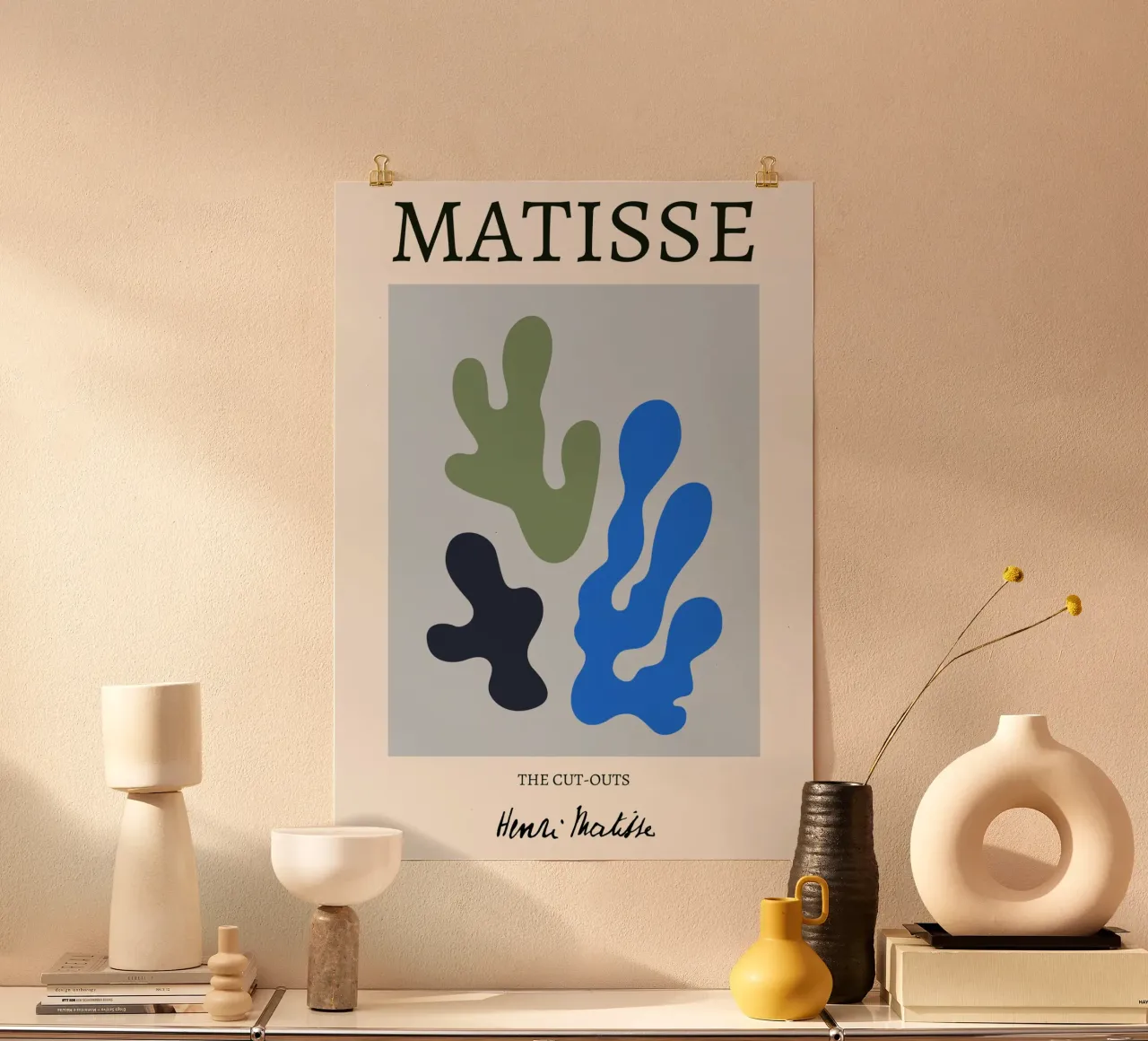 Matisse "Die Ausschnitte" Bio Blau & Grün Abstrakt Poster mit Kunststoffrahmen von homdeco
