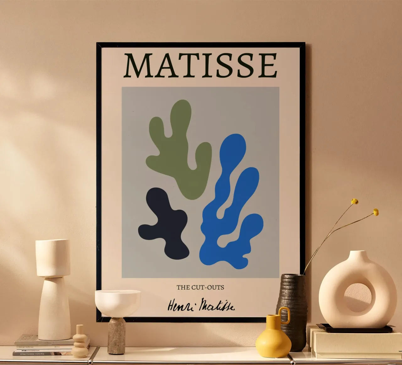 Matisse "Die Ausschnitte" Bio Blau & Grün Abstrakt Poster mit Kunststoffrahmen von homdeco
